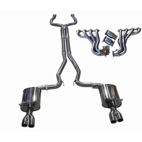 COMMODORE VE VF V8 SEDAN WAGON CAT BACK EXHAUST 3 INCH QUAD TIPS + 1 7/8 EXTRACTORS HEADERS & CATS