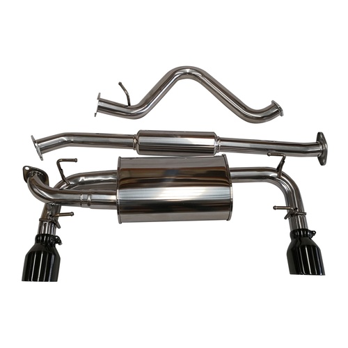 CAT BACK EXHAUST + CATTED FRONT PIPE, OVER PIPE - BLACK CHROME TIPS SUITABLE FOR TOYOTA 86 / SUBARU BRZ 